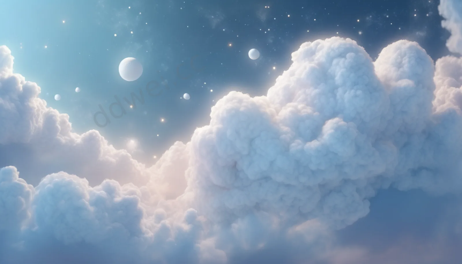 Pearl White and Light Blue Dreamy Cosmic Cloud Wallpaper