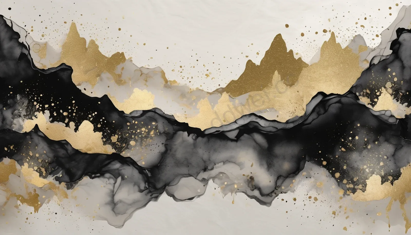 Black Gold Xuan Paper Abstract Ink Central Negative Space Neo Chinese Background
