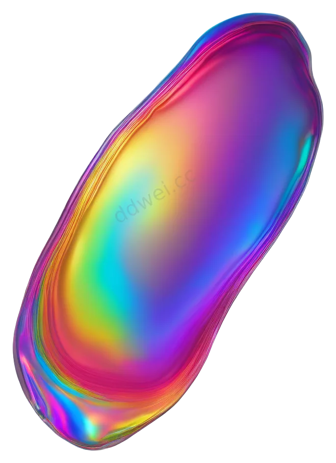 Rainbow Holographic Abstract Fluid Shape
