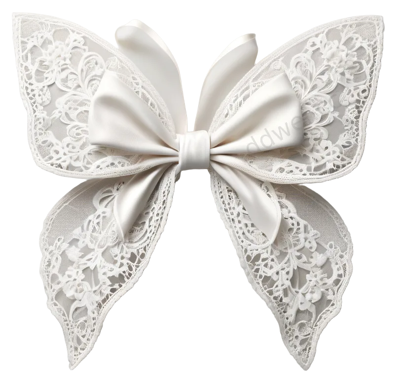 Ivory White Delicate Lace Ribbon Bow