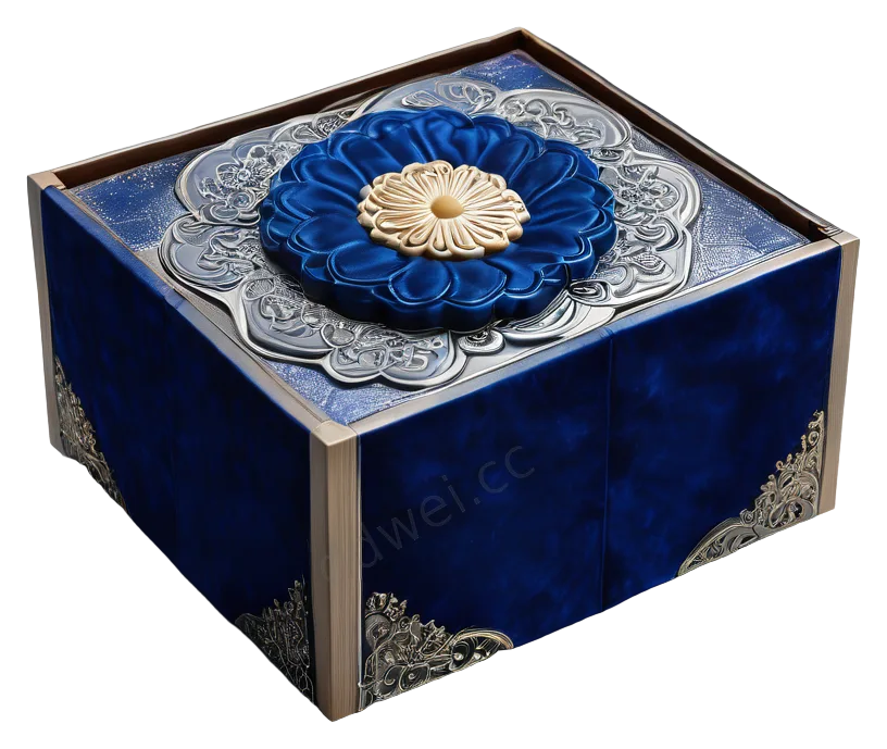 Deep Blue Velvet Mooncake Gift Box PNG