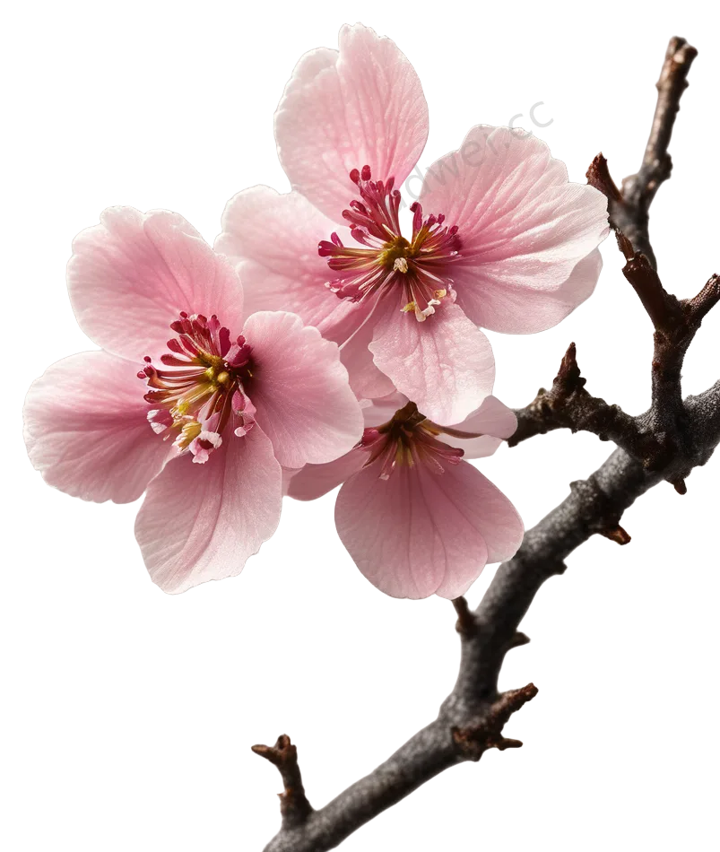 柔粉梅花枝春季植物装饰素材