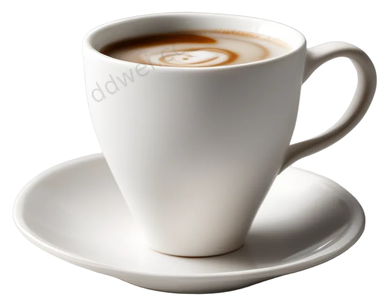 White Ceramic Latte Cup Minimalist Asset