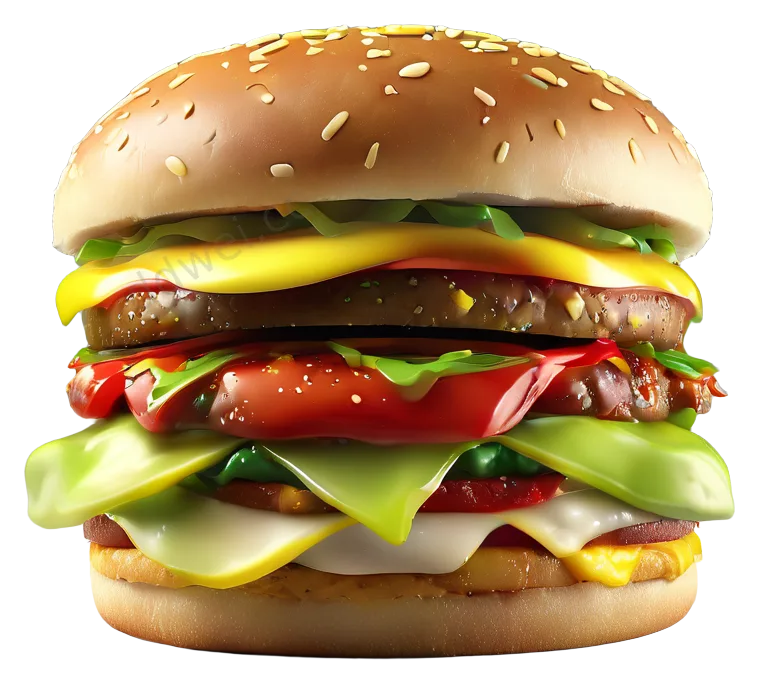 3D Cartoon Classic Hamburger Transparent Background Material