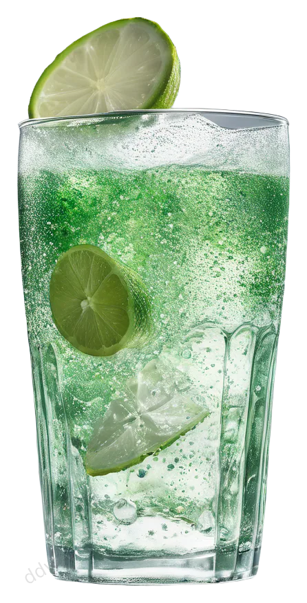 青柠气泡水玻璃杯透明背景素材