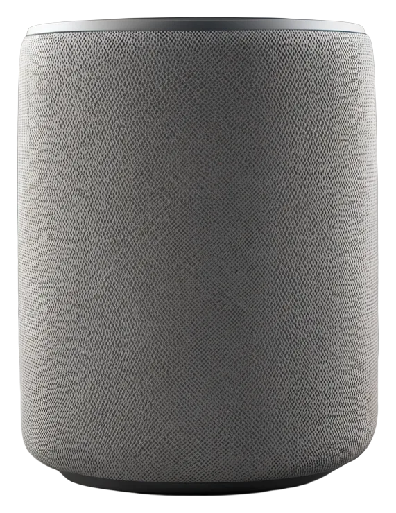 Fabric Gray Cylindrical Smart Speaker Home Ambience Image