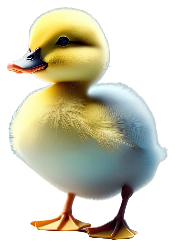 Soft Yellow & Pale Blue Waddling Duckling 3D Asset