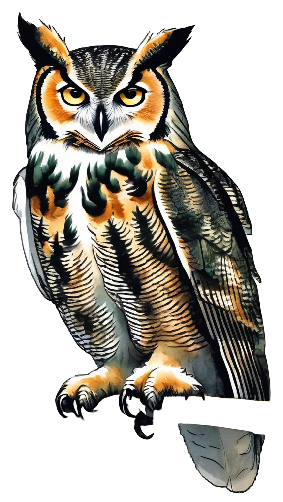 柔和水彩猫头鹰插画素材