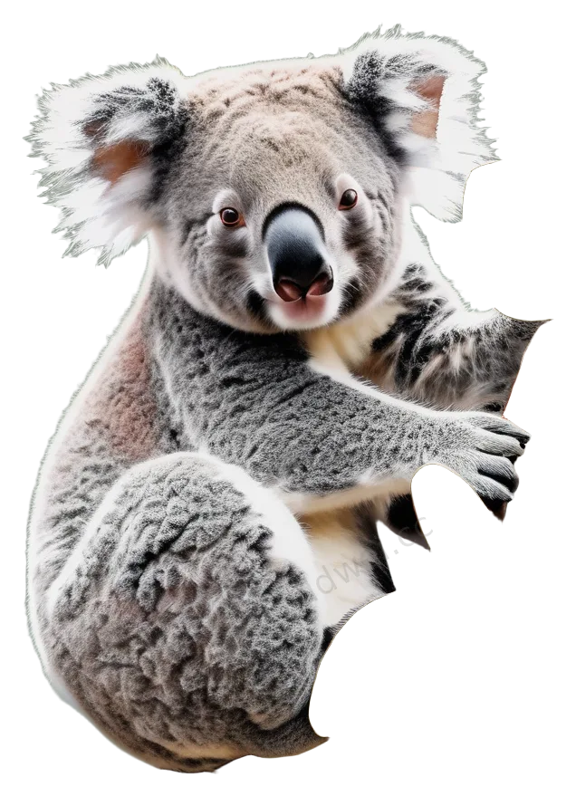 Acrylic Wash Koala Clinging to Branch Illustration