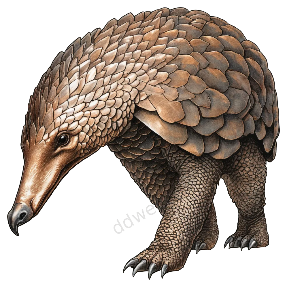 Colored Pencil Pangolin Walking Slowly Illustration