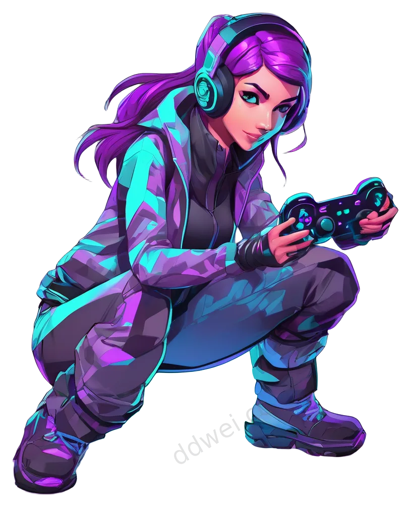 Cyber 3D Style Female Gamer Esports Illustration