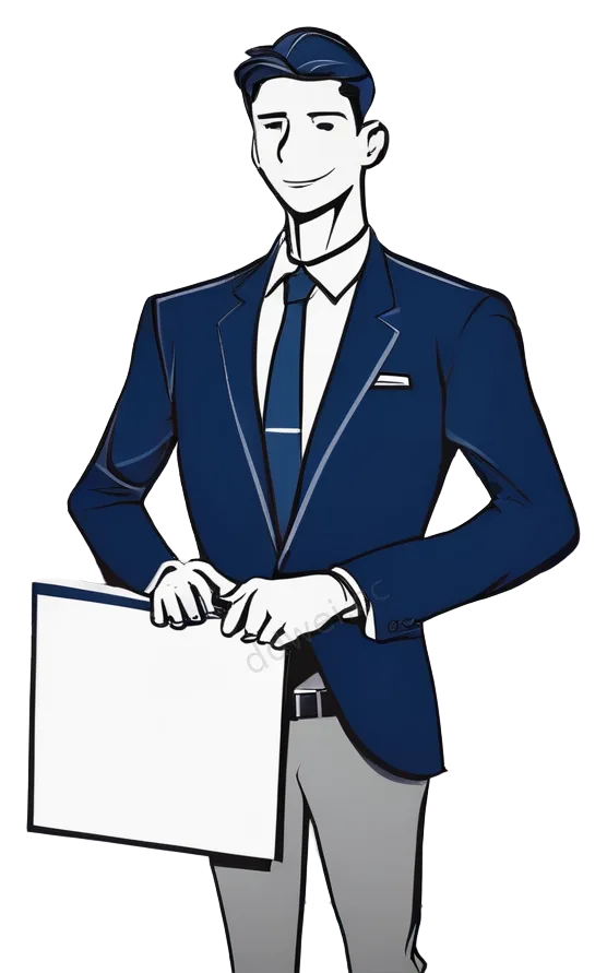 商务卡通风青年展示文档办公插画
