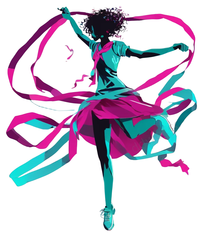 Artistic Flat Style Girl Dancing Performance Illustration