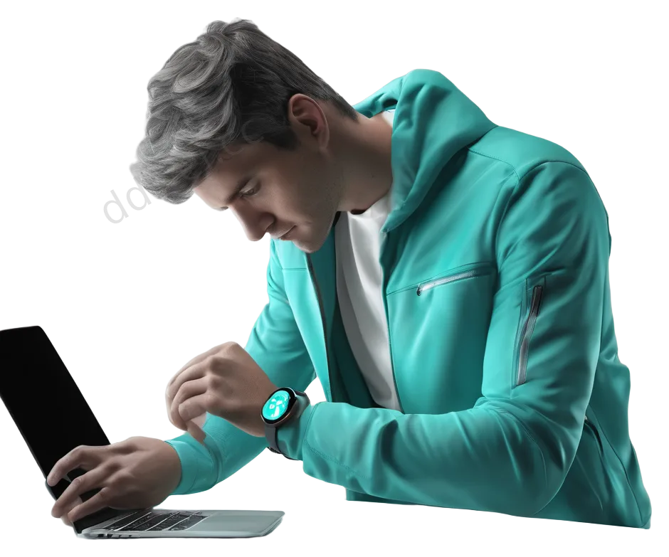Modern 3D Style Man Checking Smartwatch Illustration