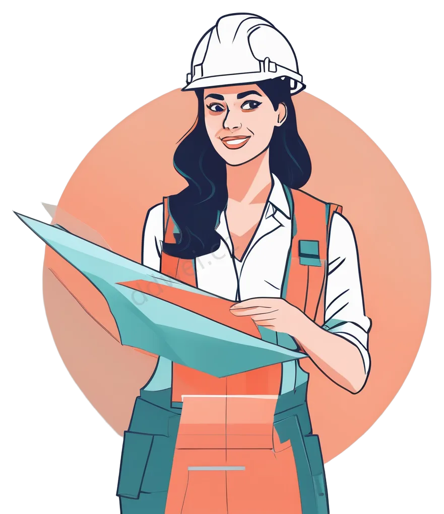 青橙配色扁平风女建筑师矢量插画
