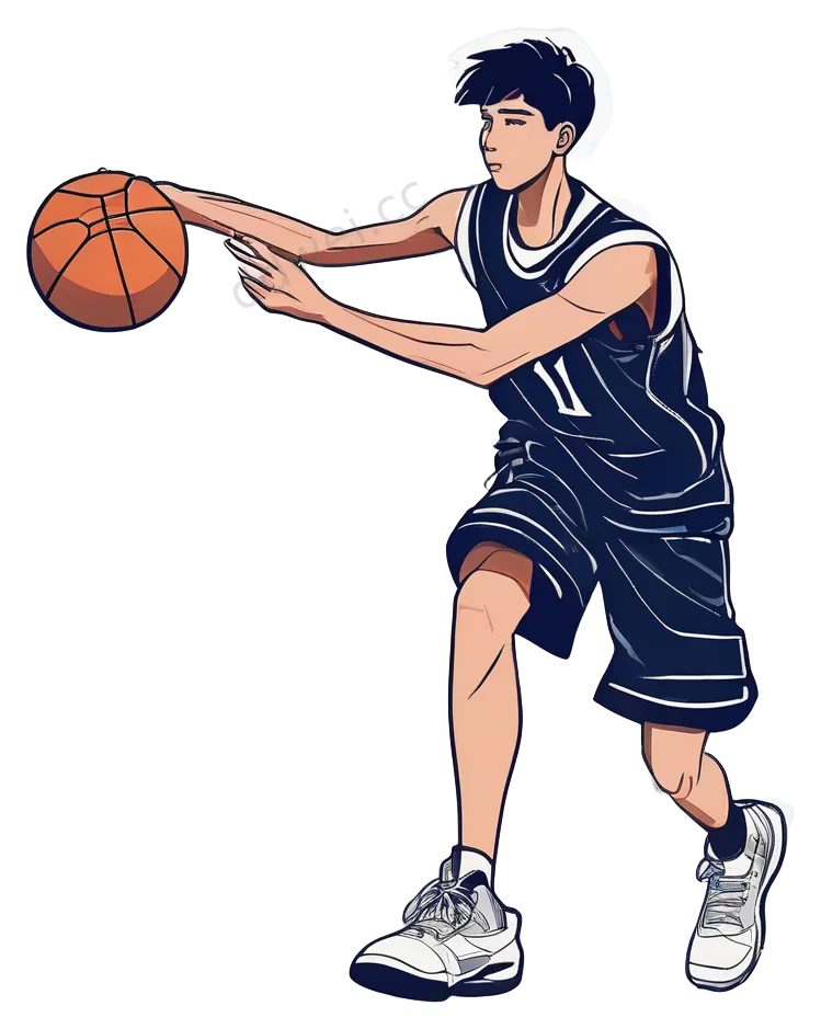 藏白极简线条风篮球少年插画