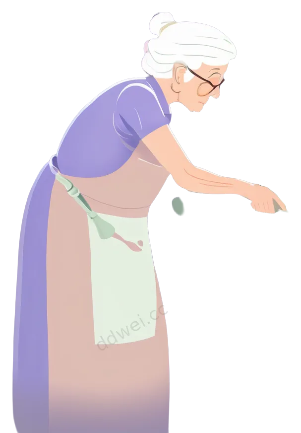 Lavender Pastel Elegant Elderly Woman Watering Plants Illustration