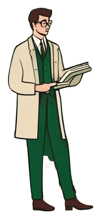 Beige & Forest Green Minimalist Male Librarian Shelving Books Illustration