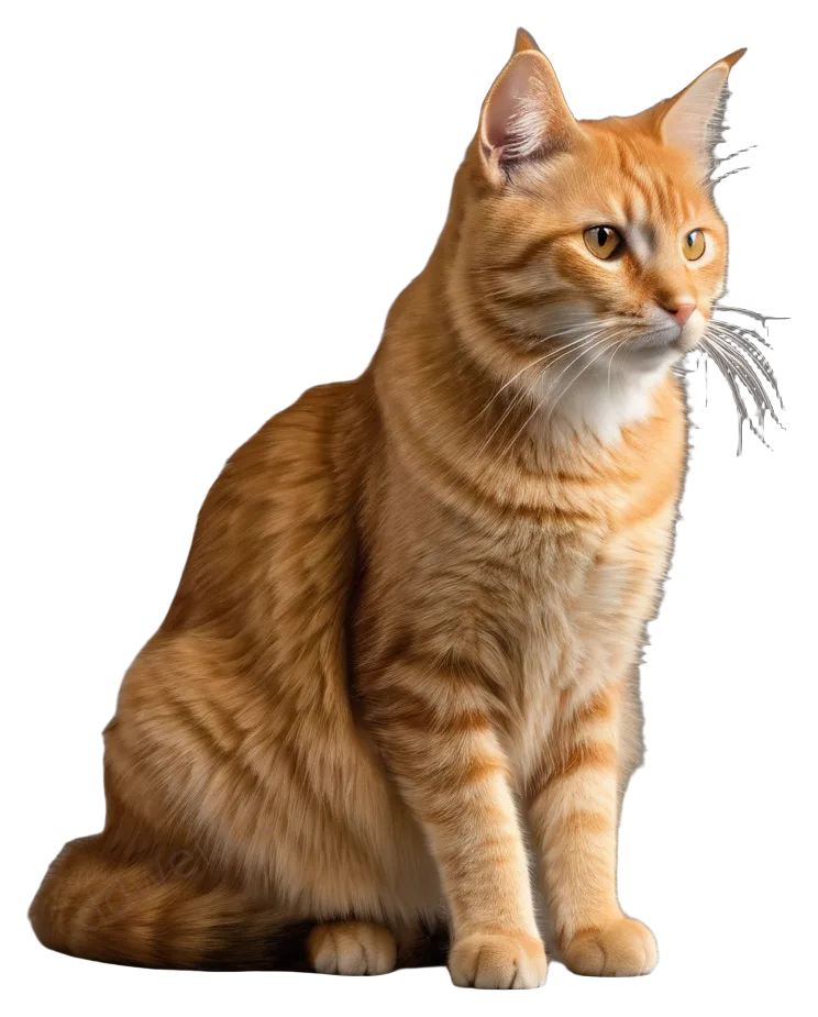 暖橘色系橘猫坐姿透明PNG素材