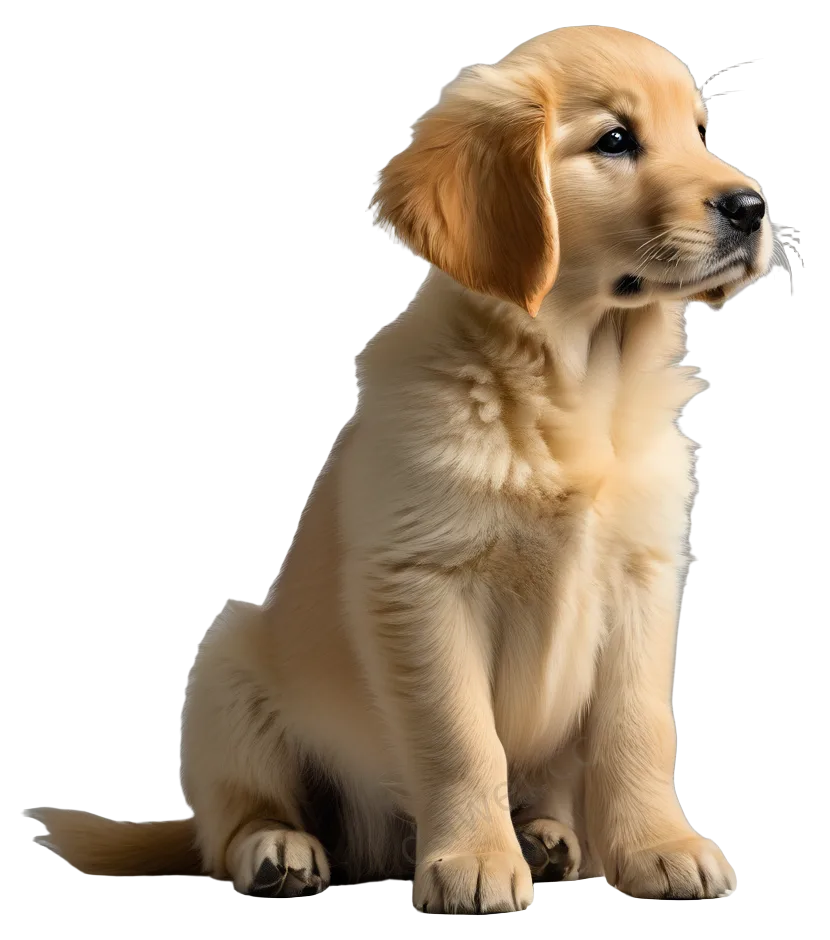 蜜糖金毛幼犬坐姿透明PNG素材