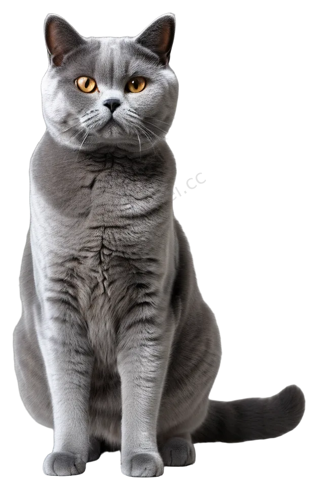 蓝灰英短猫站姿透明PNG素材