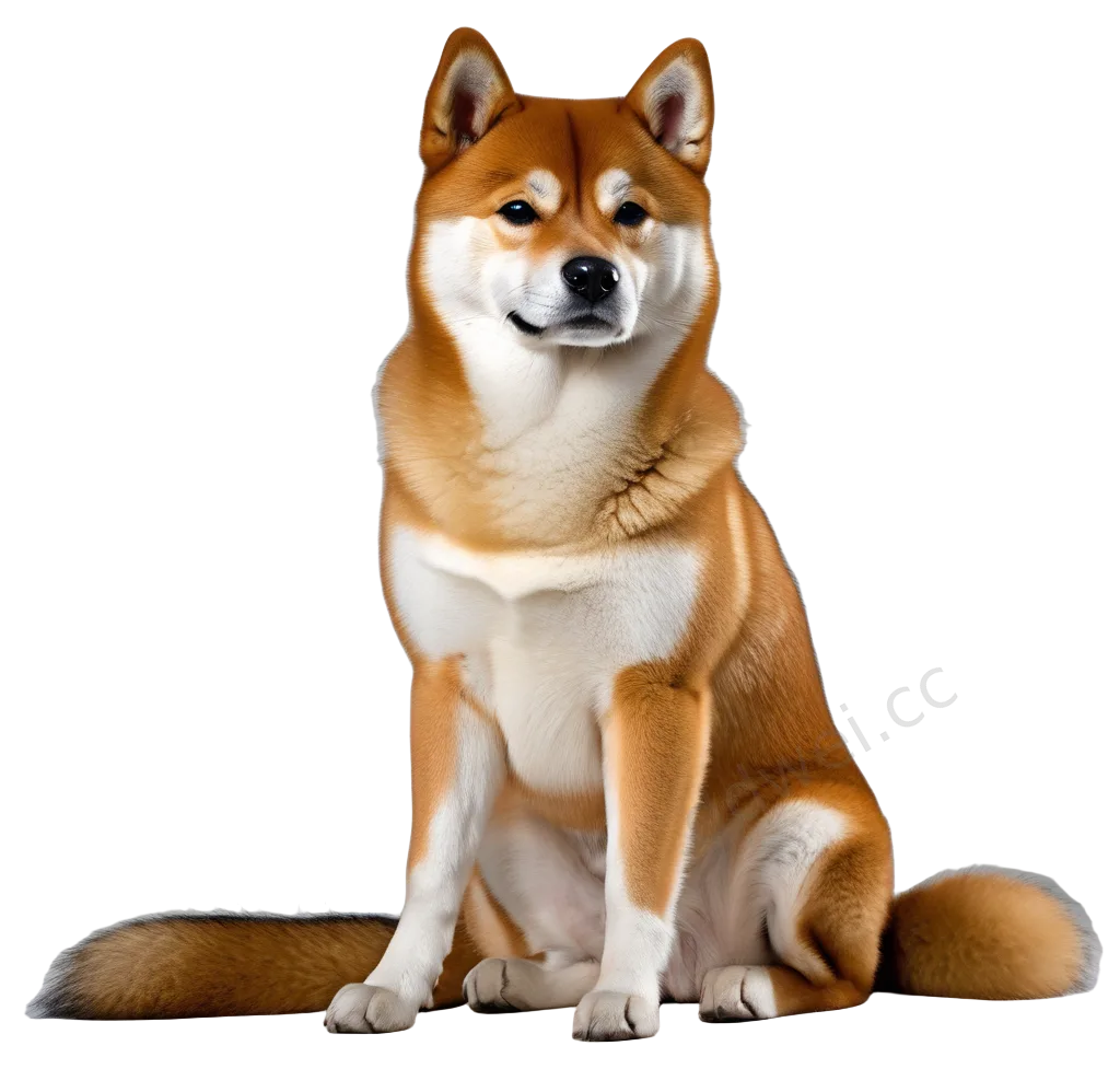 赤白柴犬坐姿透明PNG素材