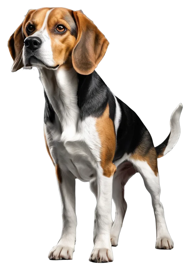 三色比格犬站姿透明PNG素材