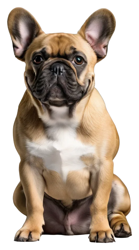 奶油法斗犬坐姿透明PNG素材