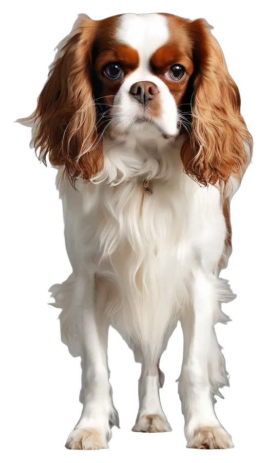 写实栗白骑士犬优雅站姿透明PNG