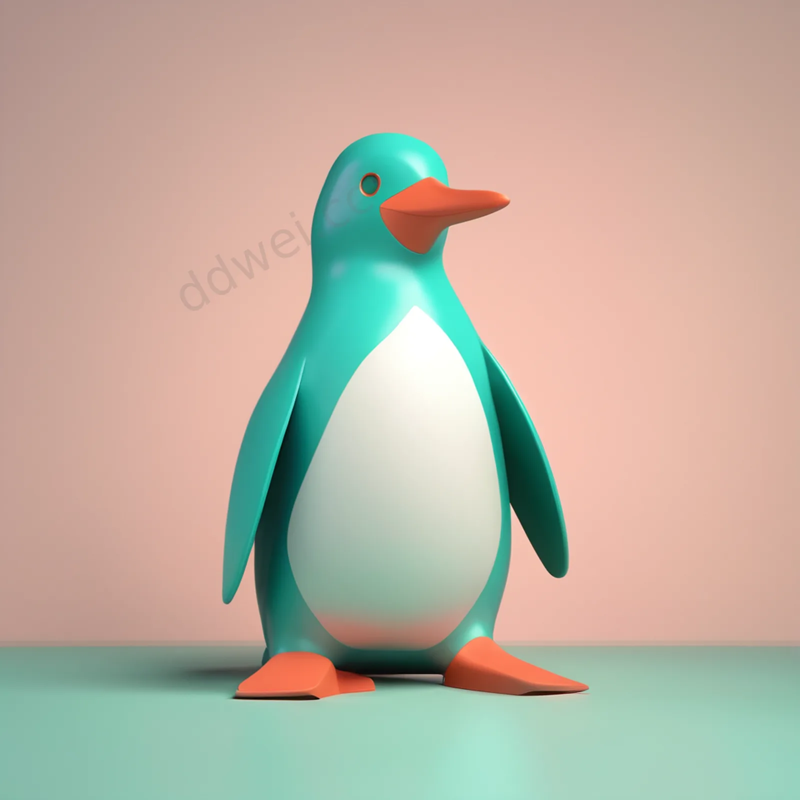 呆萌黏土企鹅迈步蓝调卡通