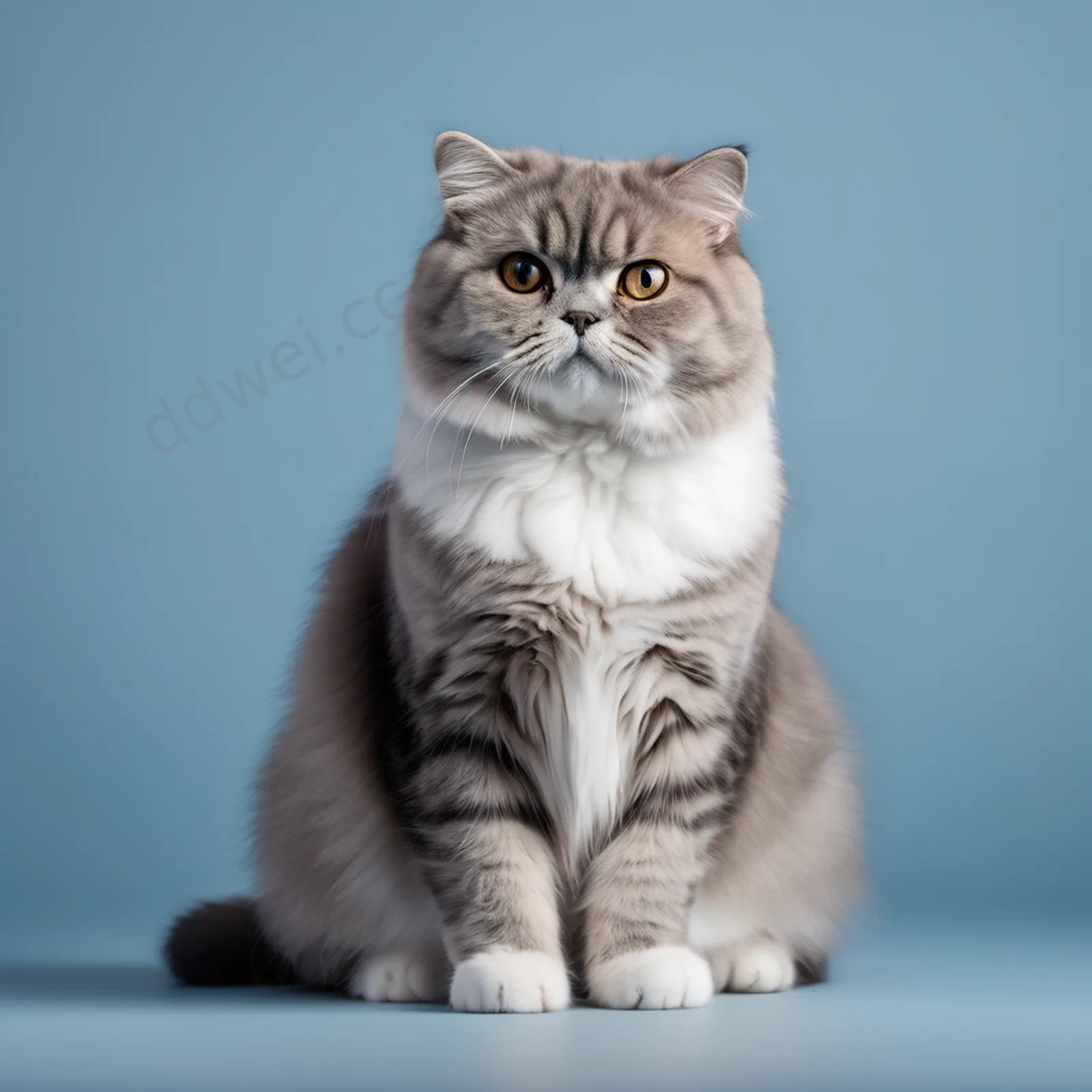 苏格兰折耳猫影棚纯色肖像照