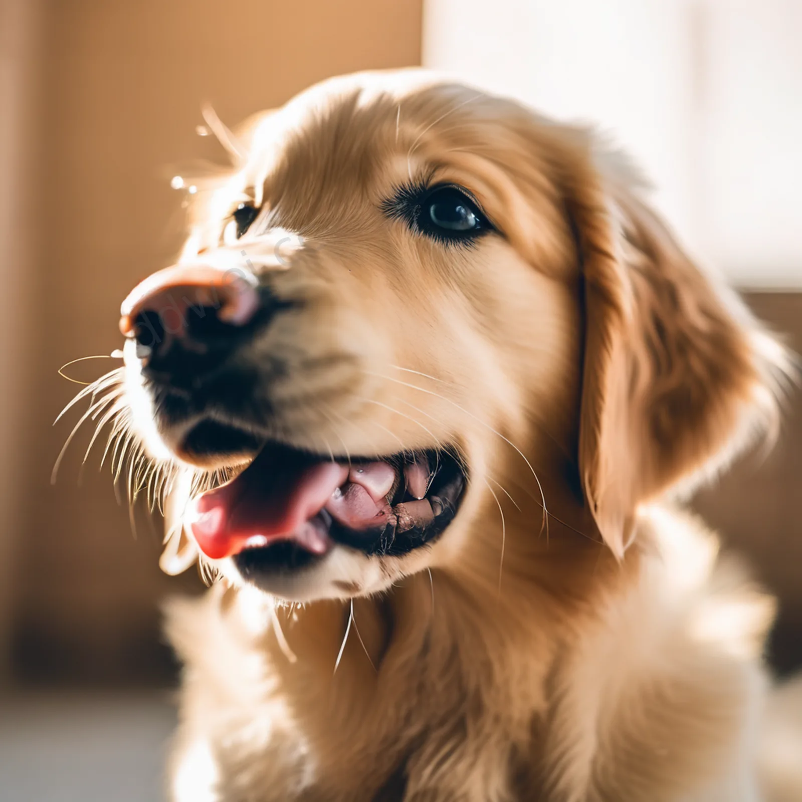 金毛幼犬居家温馨特写摄影图