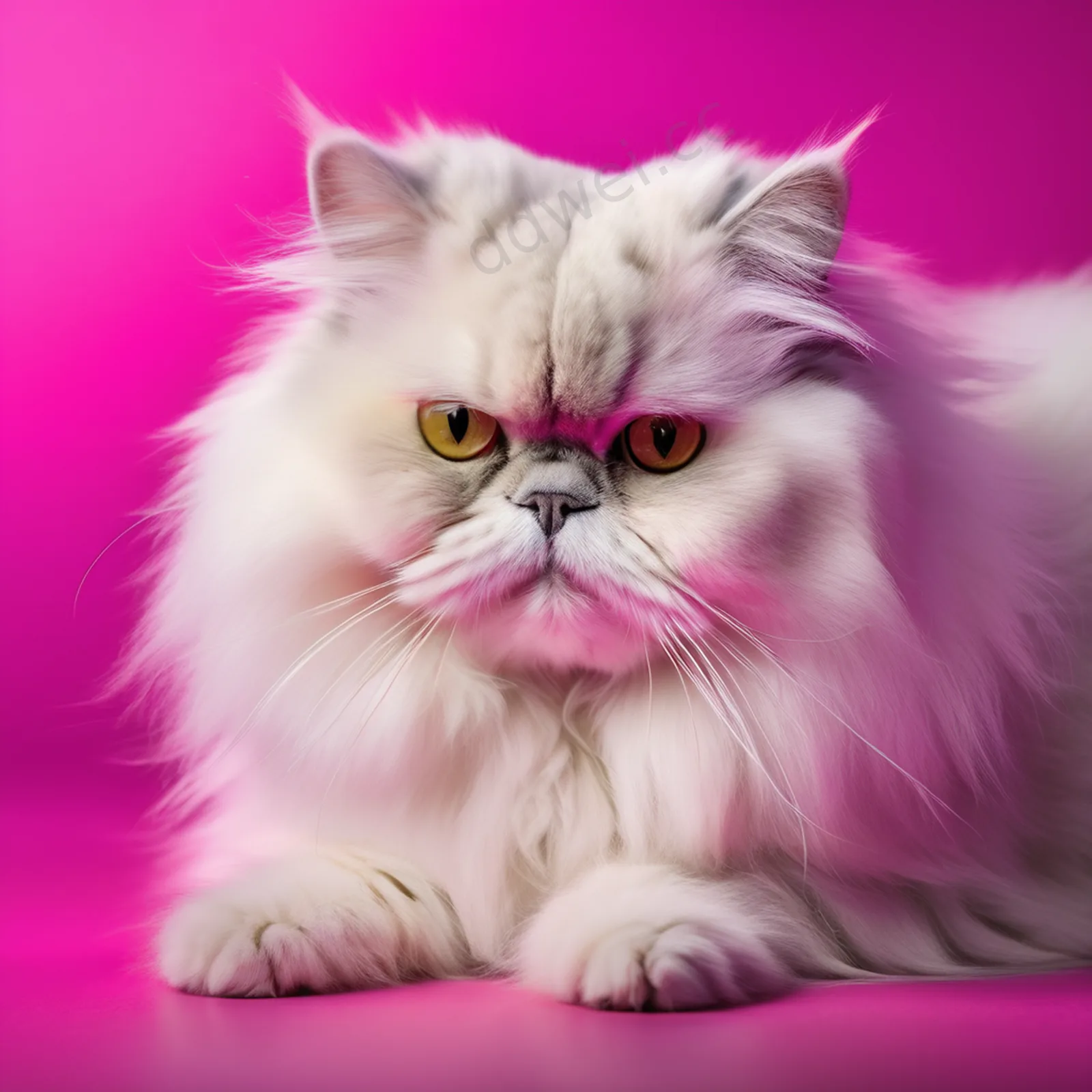 波斯猫优雅纯色影棚宠物肖像