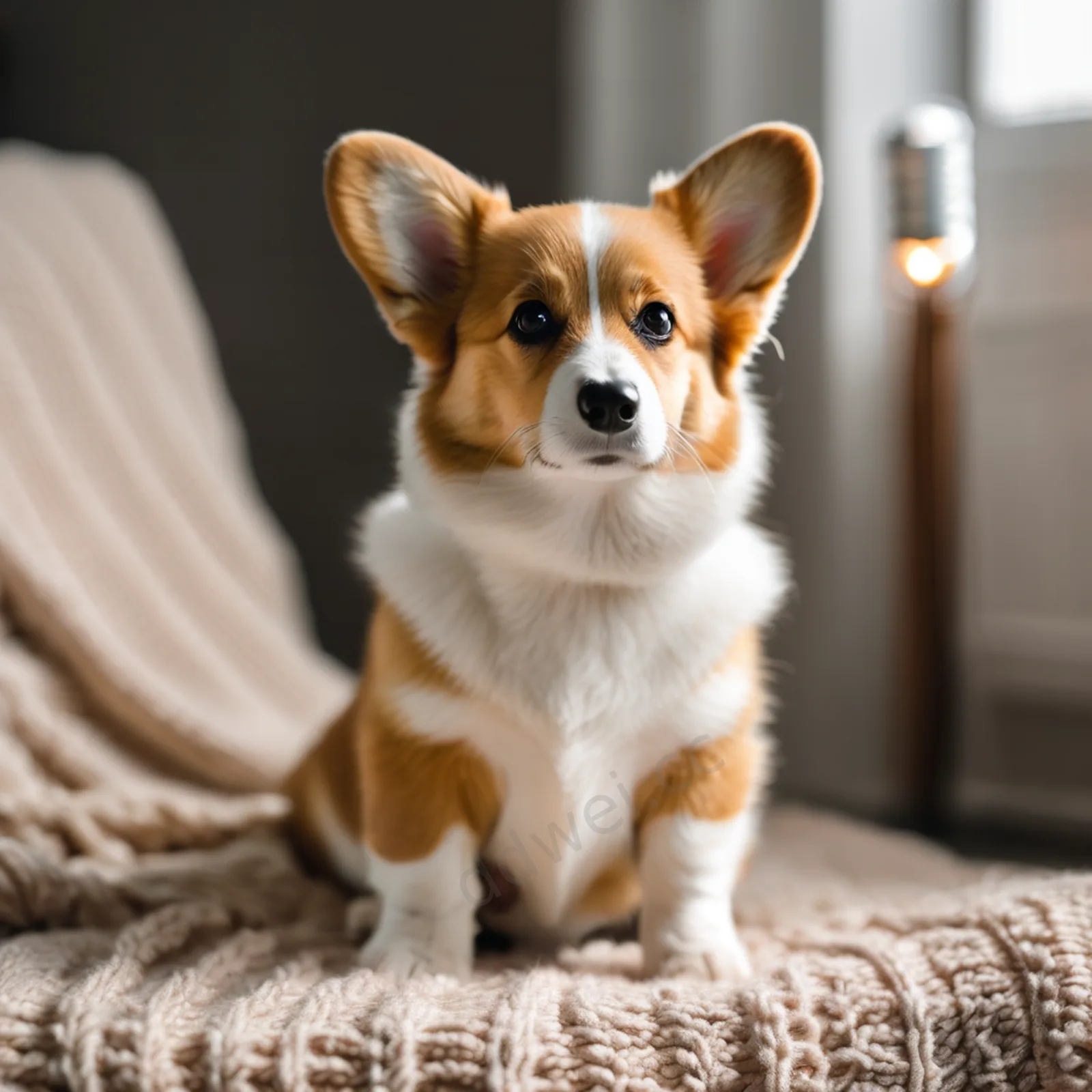 柯基犬居家暖光温馨宠物肖像