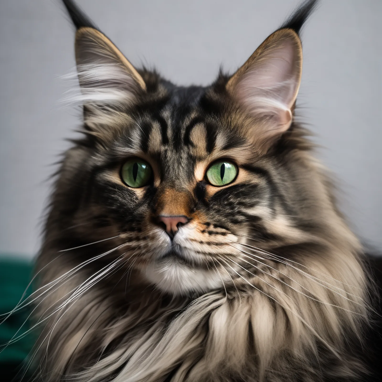 Maine Coon Cat Emerald Green Cinematic Pet Portrait