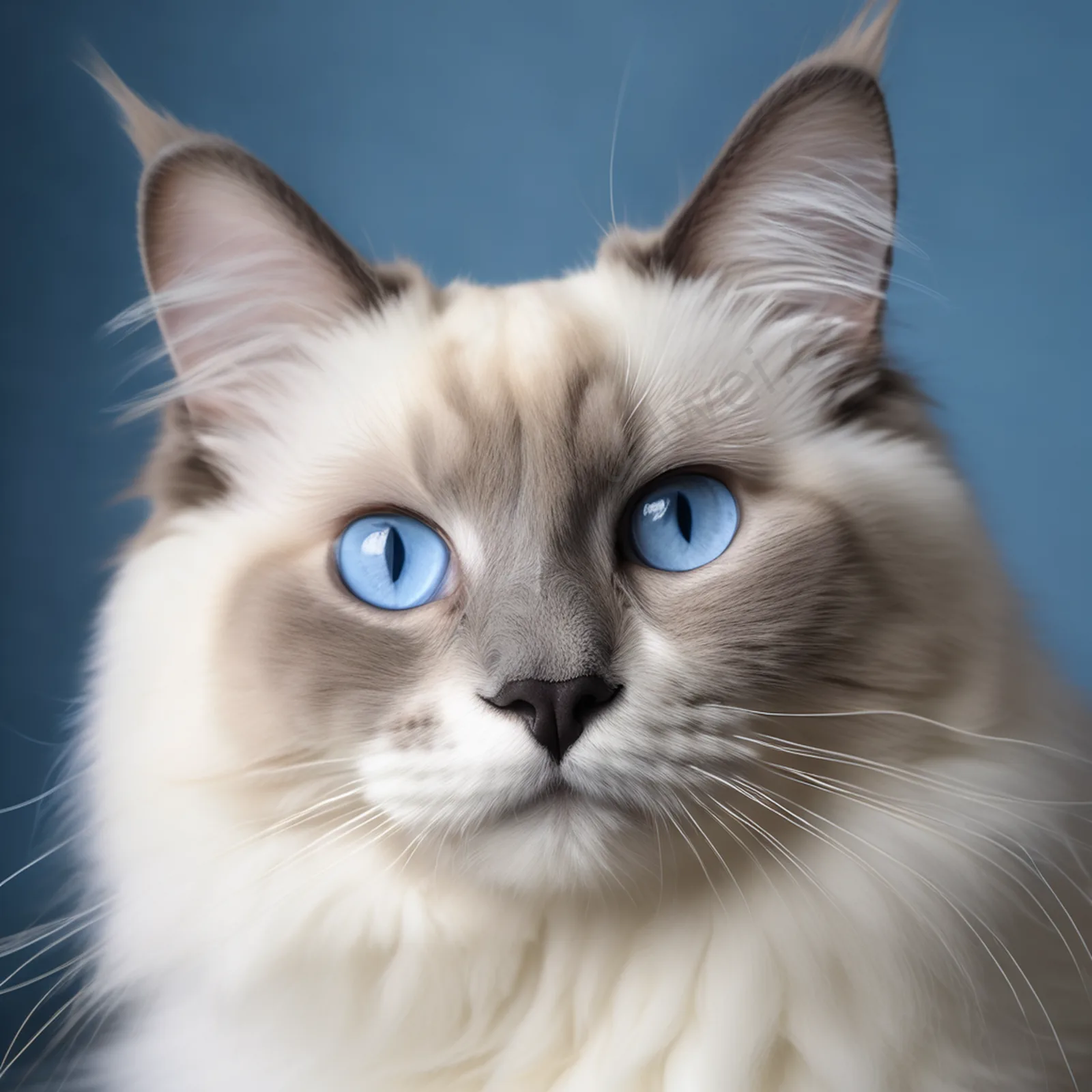 Pastel Blue Cream Ragdoll Cat Soft Light Portrait