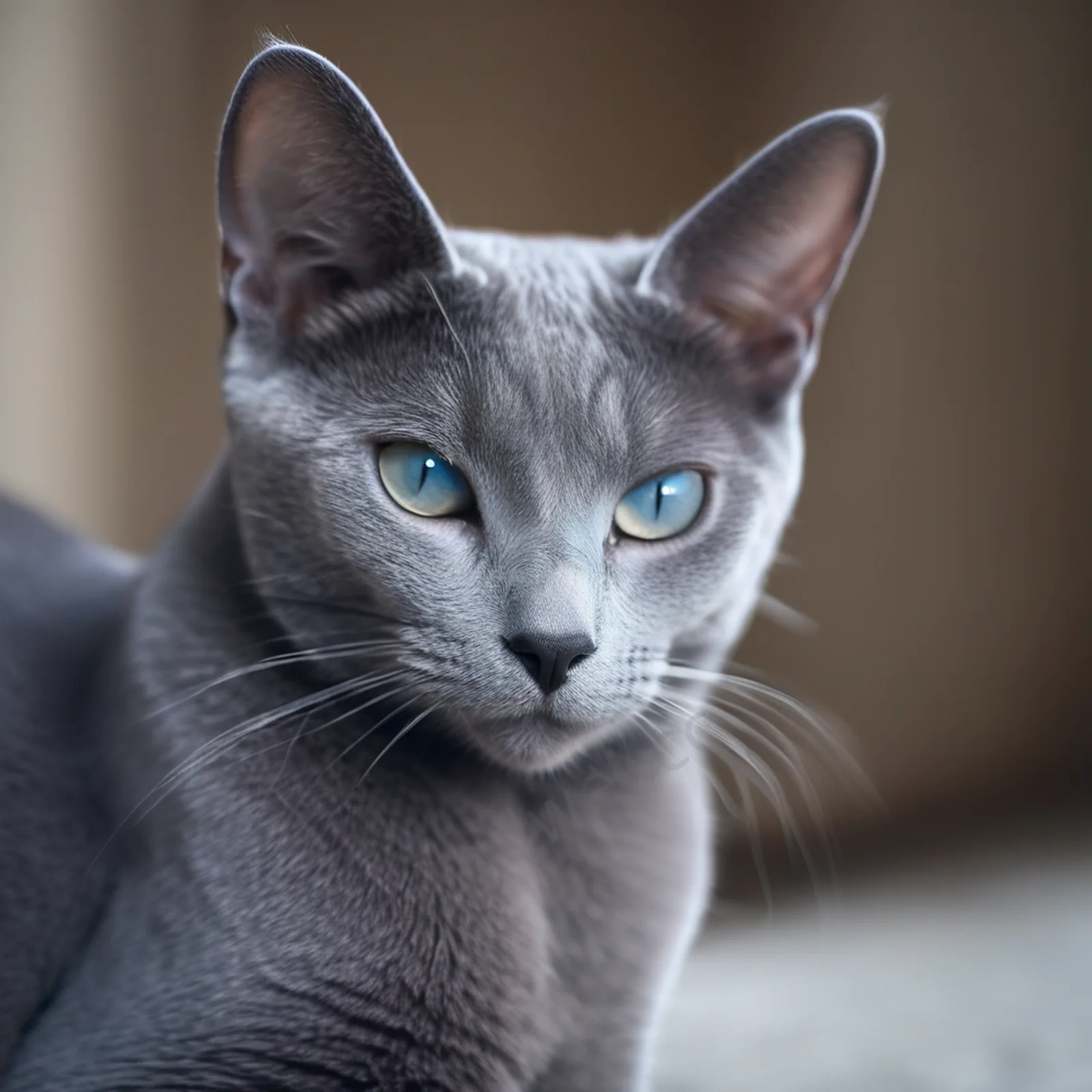 银蓝冷调俄罗斯蓝猫优雅肖像