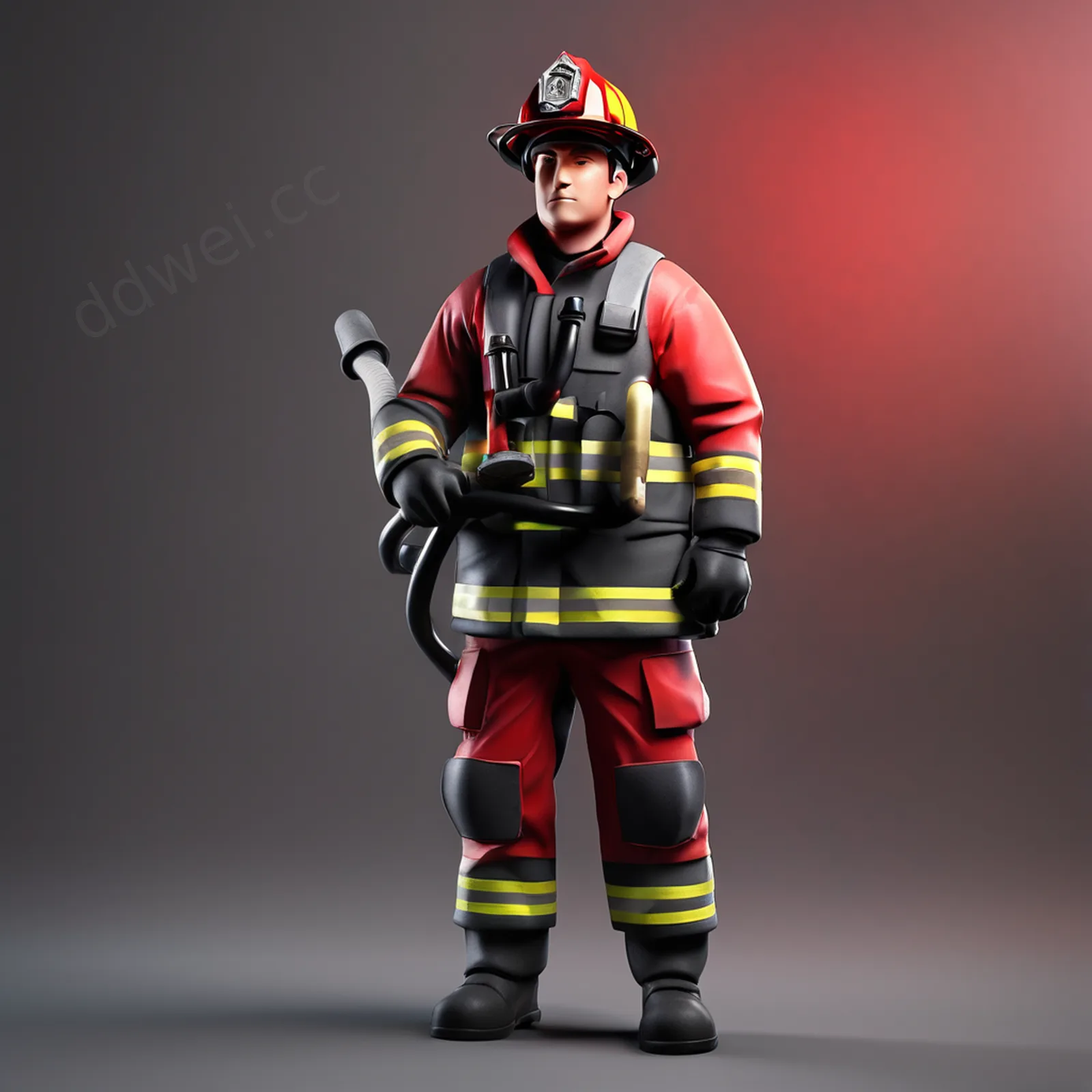 Clay Style Firefighter Character Illustration