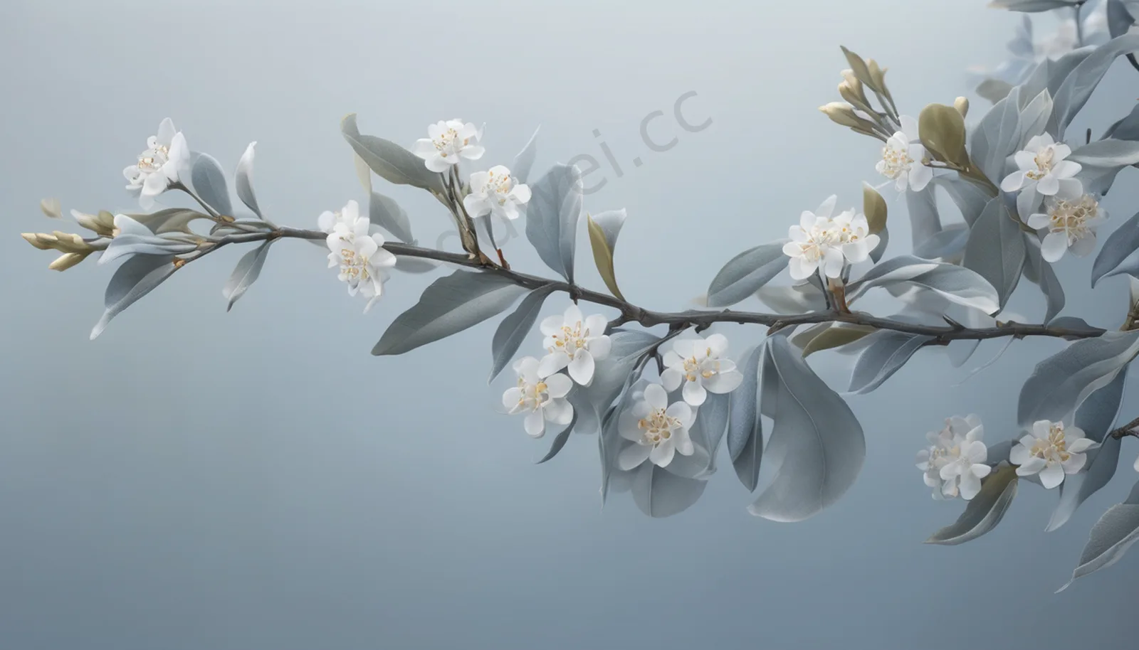 Light Grey-Blue Morning Mist and Osmanthus Zen Mid-Autumn Background