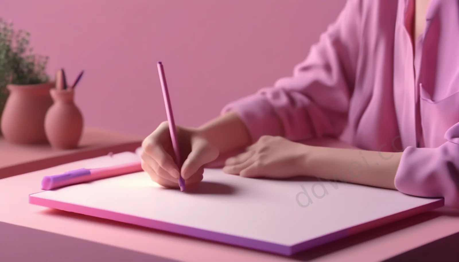 Pink & Lavender Clay 3D Digital Sketching Scene
