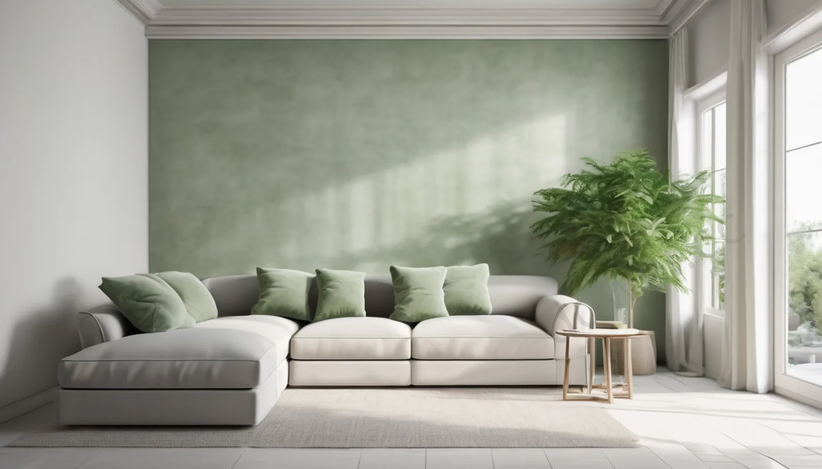 Sage Green Microcement Fresh Living Room Background