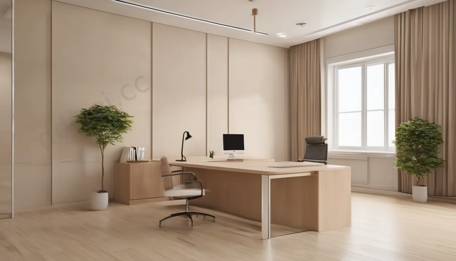 Creamy Beige Minimalist Modern Office Video Conference Background
