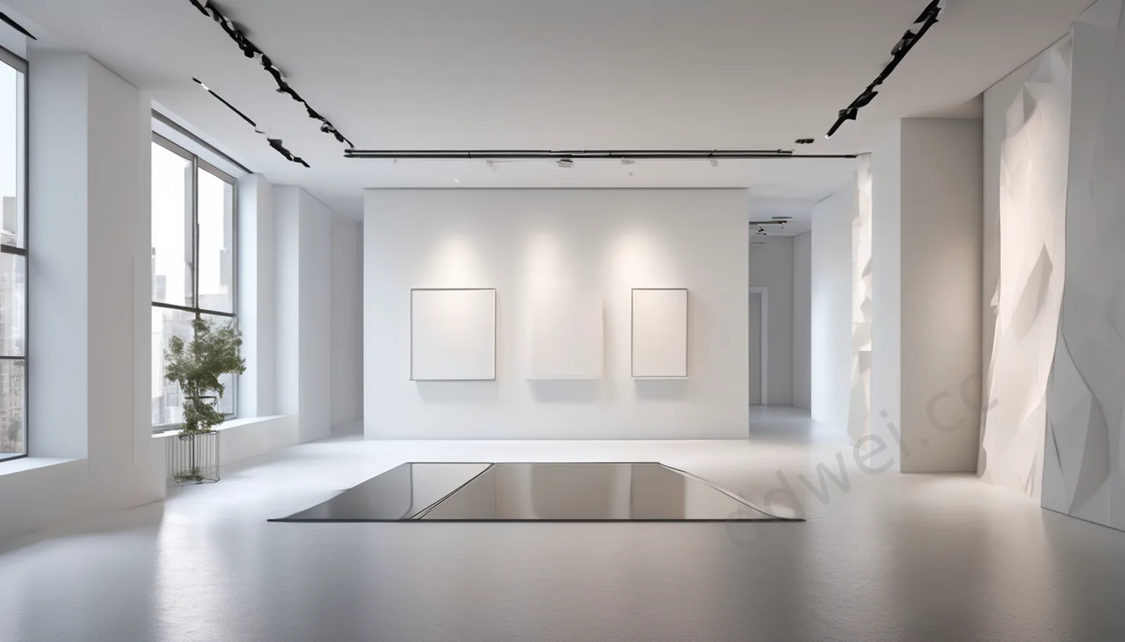 Pure White Geometric Art Style Office Video Conference Background