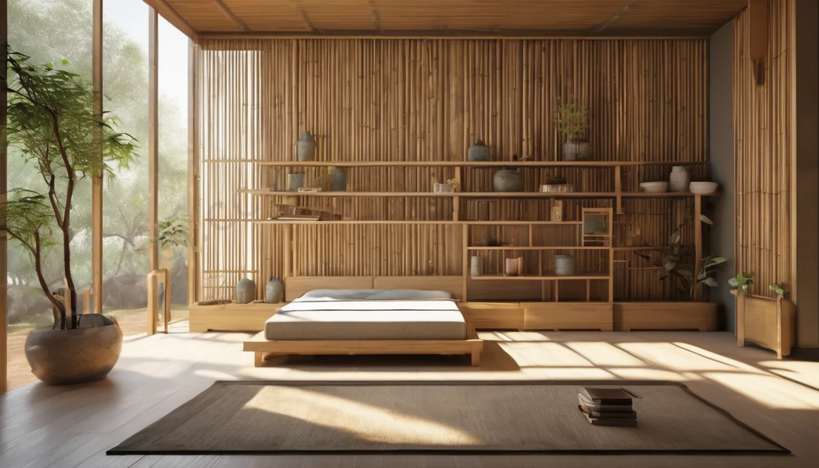 Bamboo and Cotton Linen Natural Zen Study Video Conference Background