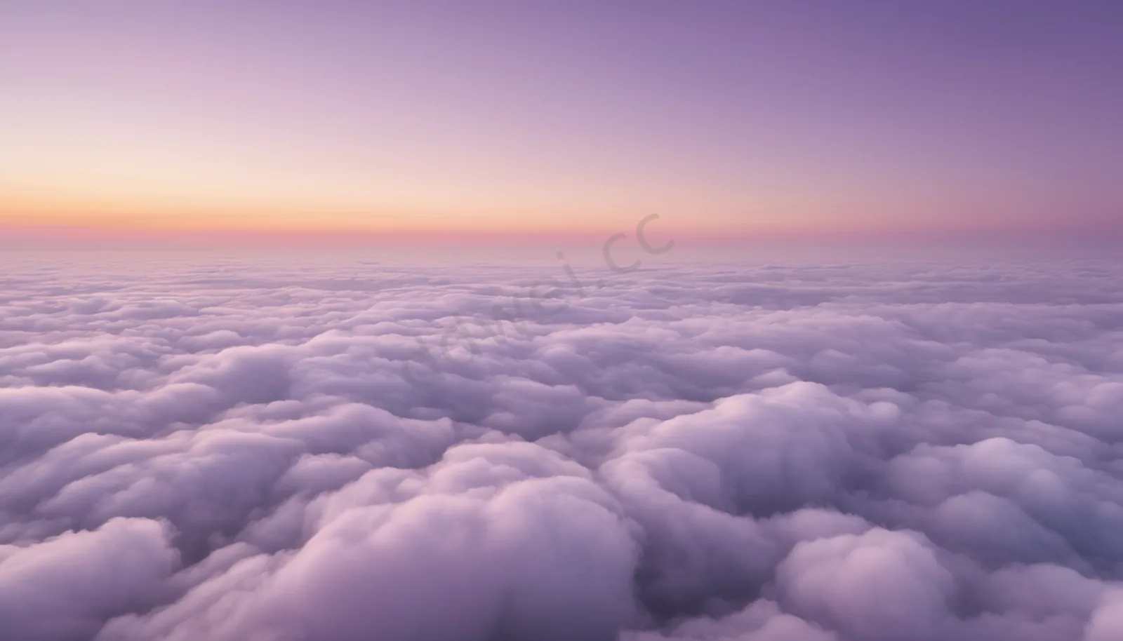 纯白云海淡紫朝霞天空广角留白背景