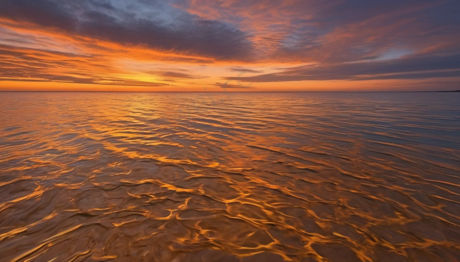 Amber Dusk Sea Surface Golden Ripples Background