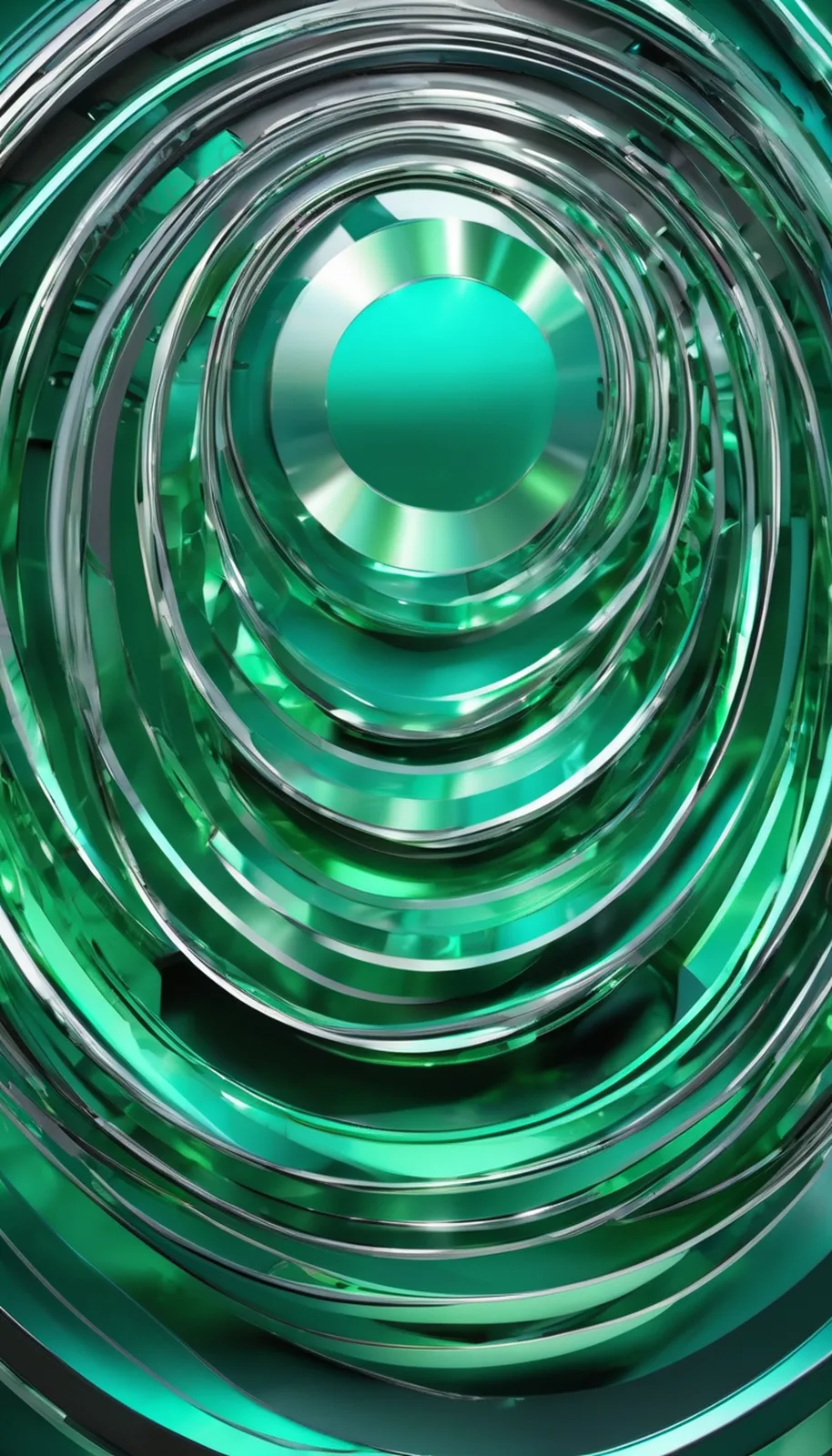 Cool Cyan Green Brushed Metal Overlapping Circular Poster Background