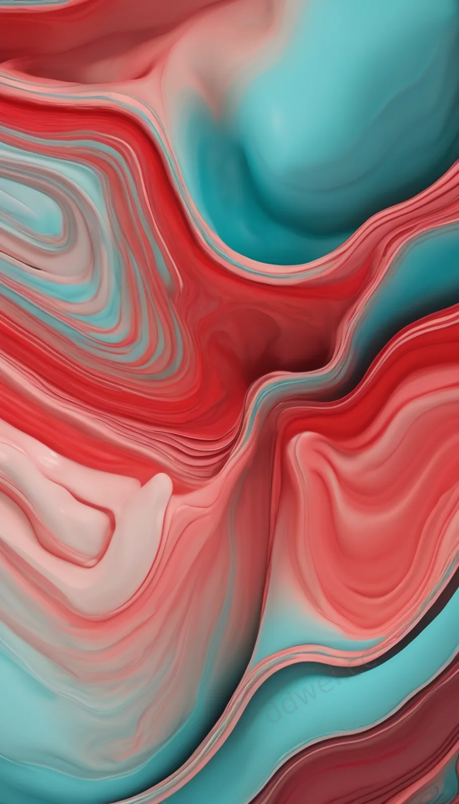 Coral Red Cyan Ceramic Fluid Color Block Modern Background