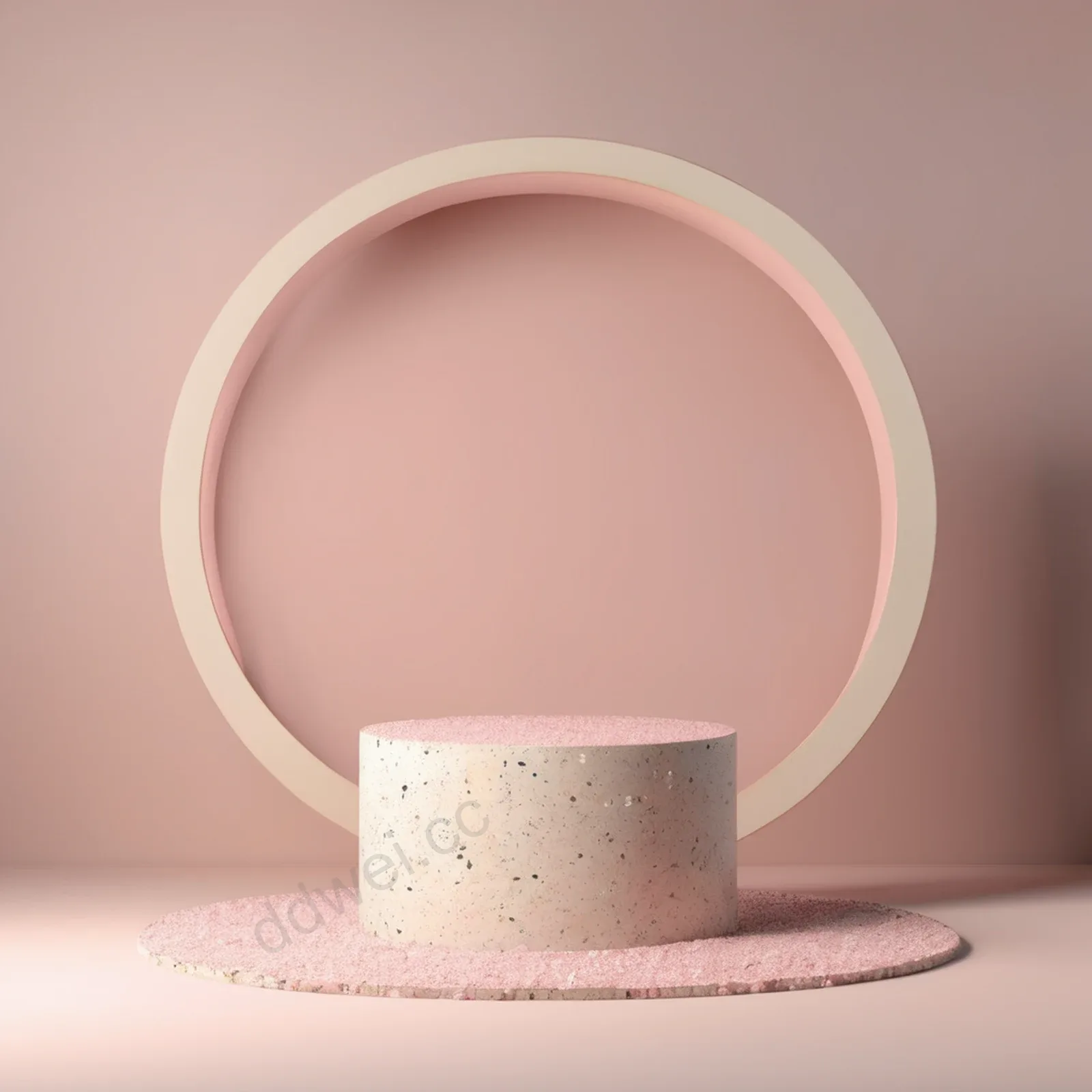 Cream and Pink Terrazzo Round Pedestal Sweet Style Product Display Podium