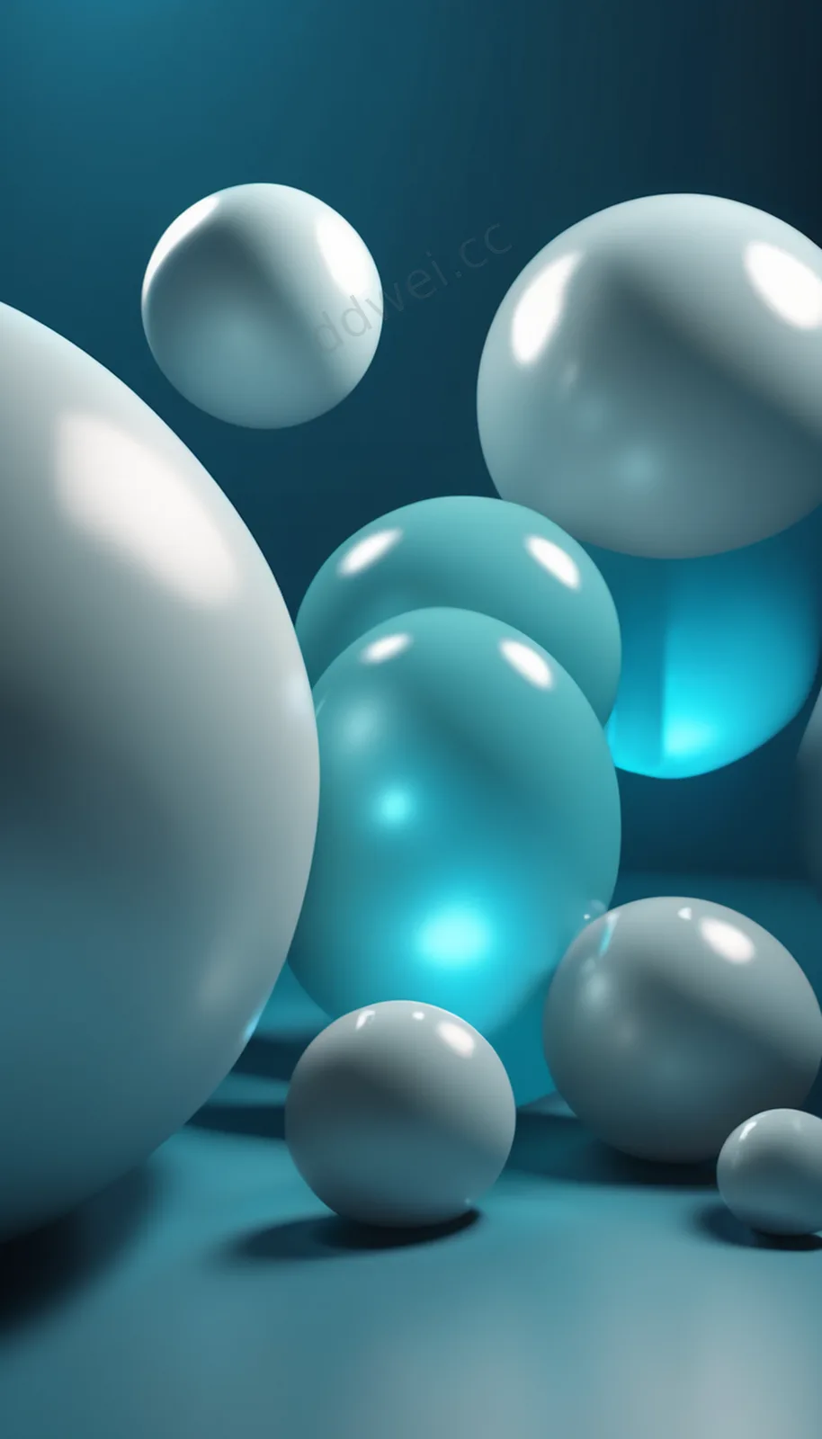 Cool Cyan Silk Glowing Orbs Minimalist HD Wallpaper